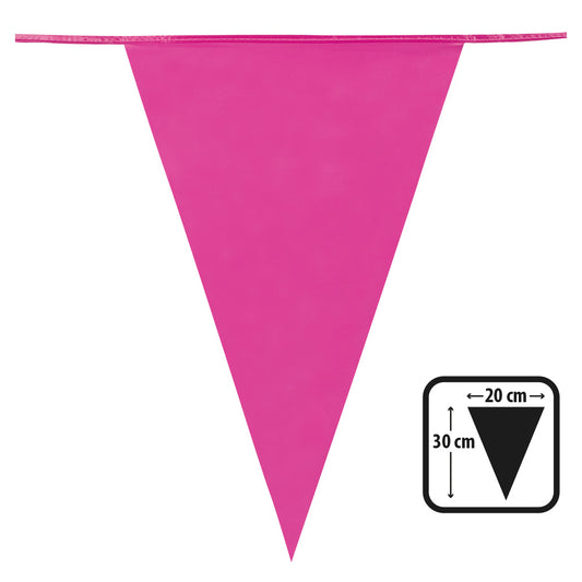Guirlande de Drapeaux Triangulaires Rose Fuschia 4m
