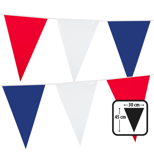 Guirlande Fanions Triangulaires 45cm Bleu Blanc Rouge
