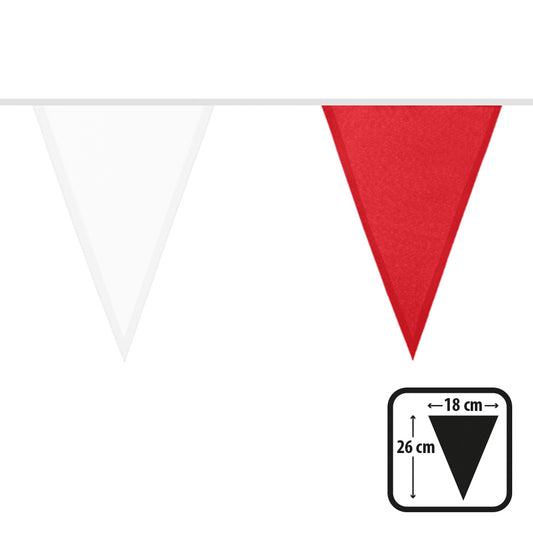Guirlande Fanions Triangulaires Rouge et Blanc 6M