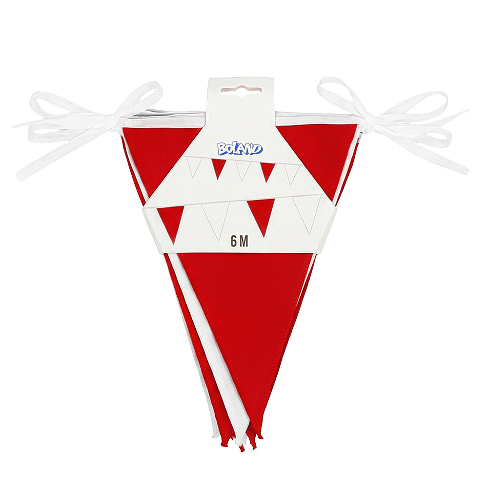 Guirlande Fanions Triangulaires Rouge et Blanc 6M