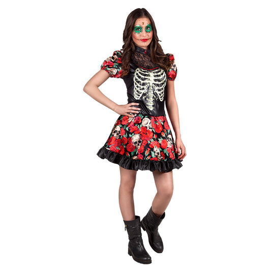 Déguisement Squelette Floral Femme - Robe Skeleton Roses