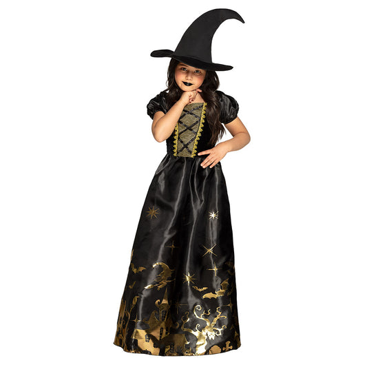 Déguisement Sorcière Enfant - Robe Noire et Chapeau Pointu