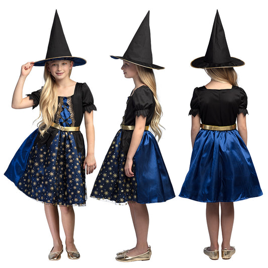 Déguisement Petite Sorcière Bleue - Robe & Chapeau Pointu