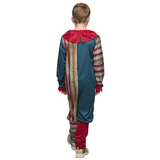 Déguisement Clown Enfant Rayé Bleu et Rouge - Costume Cirque