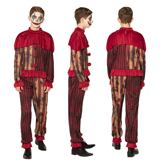 Déguisement Clown Vintage Enfant - Cape Rouge et Costume Rayé