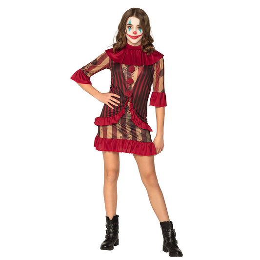 Déguisement Clown Cirque Enfant - Robe à Volants et Maquillage