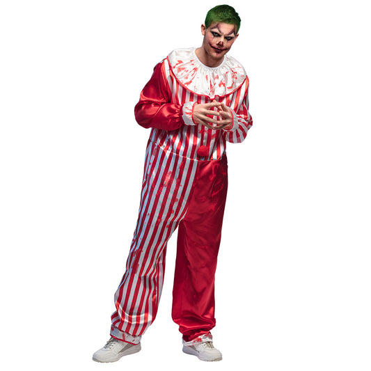 Déguisement Clown Rayé Rouge et Blanc - Costume Cirque Adulte