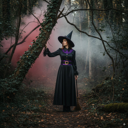 Déguisement Sorcière Noir et Violet - Costume Femme Halloween