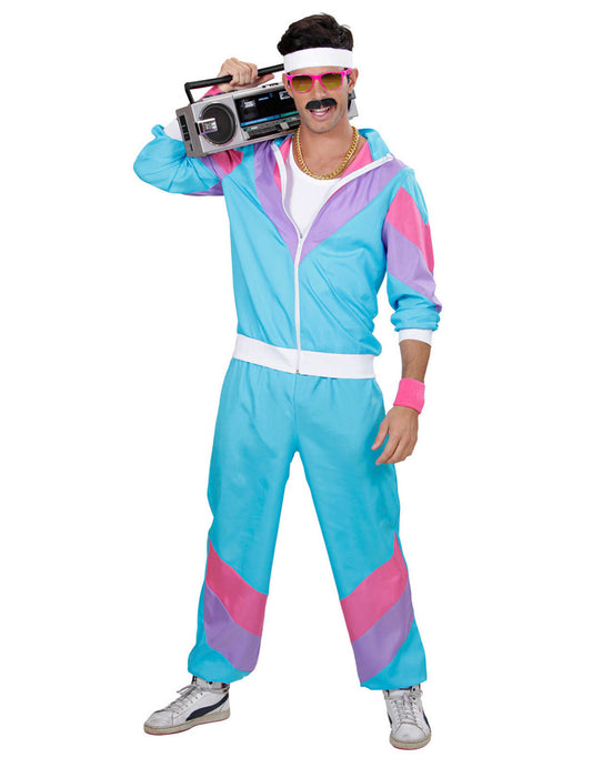 Déguisement jogging 80's turquoise homme