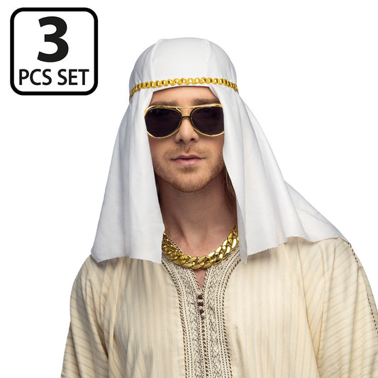 Déguisement Cheikh Arabe Luxe - Set 3 pièces avec Lunettes
