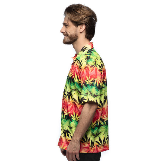 Chemise Hawaïenne Rasta - Motif Feuilles Reggae Coloré
