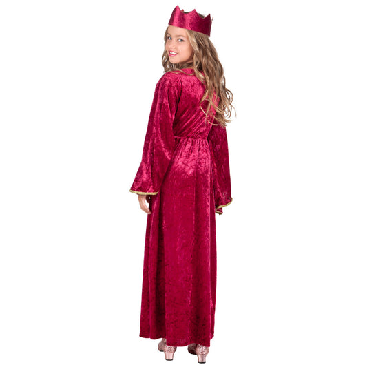 Déguisement Reine Médiévale Luxe Rose et Bordeaux Enfant