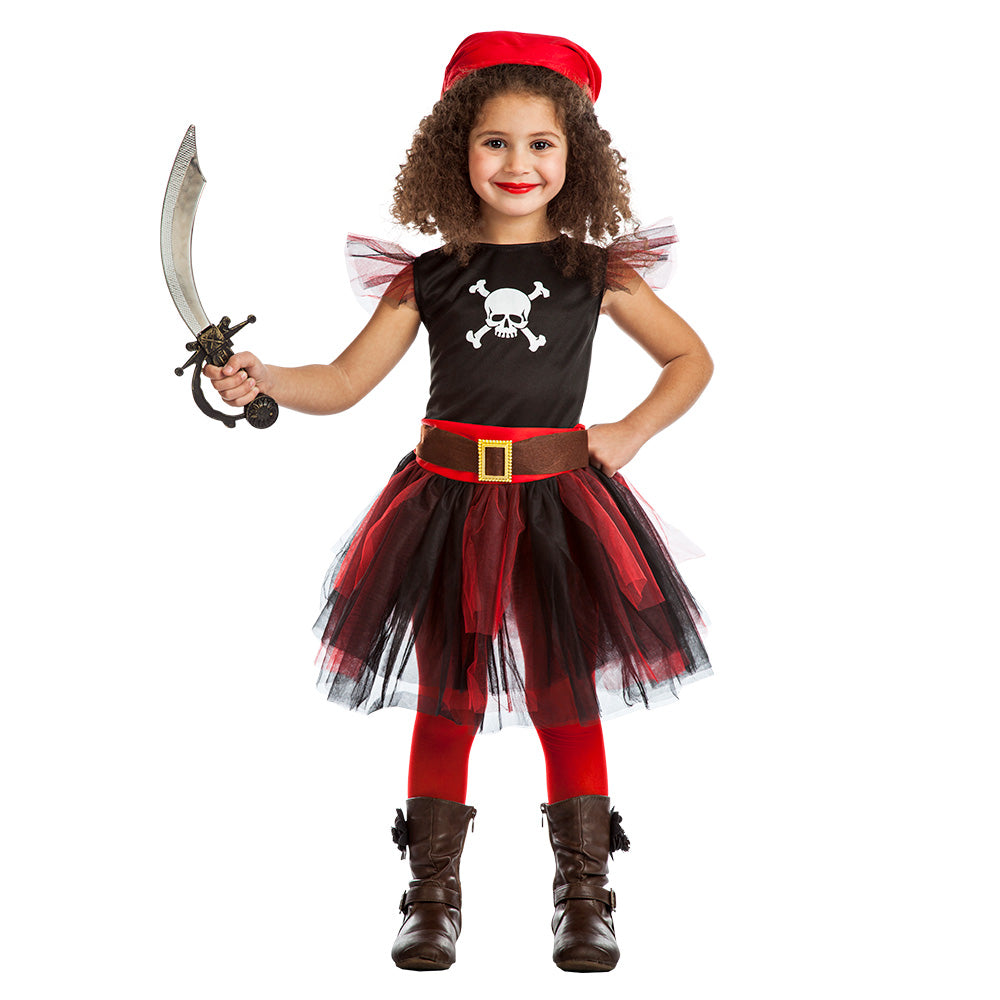 Déguisement Pirate Fille Tutu Noir et Rouge avec Épée