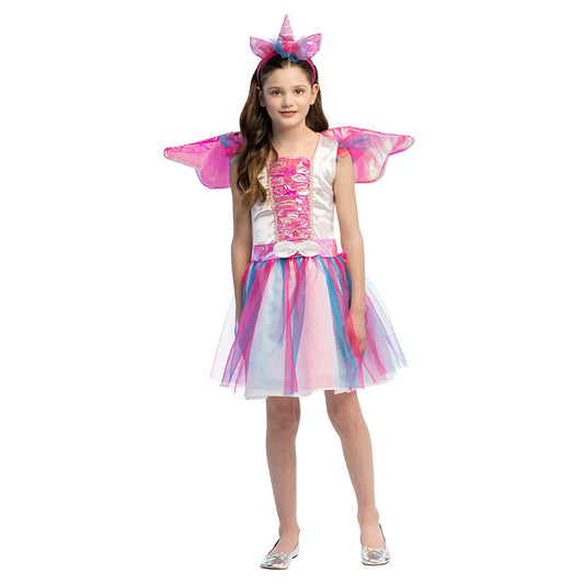 Déguisement Licorne Rose pour Enfant - Robe Tutu & Ailes Paillettes
