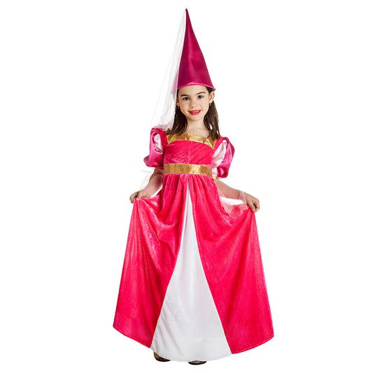 Déguisement Princesse Rose avec Chapeau Pointu - 5-6 ans
