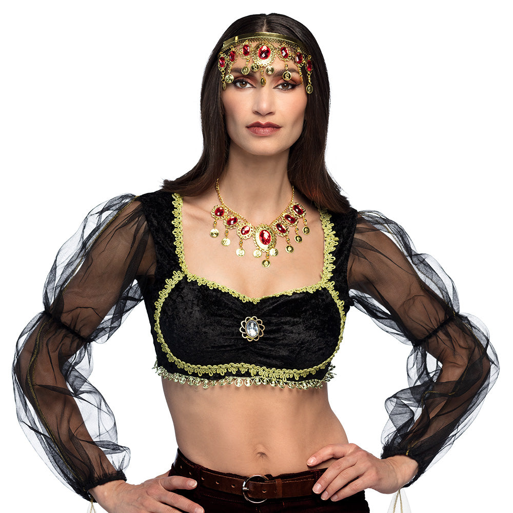 Déguisement Danseuse Orientale Luxe - Top Voile & Pantalon