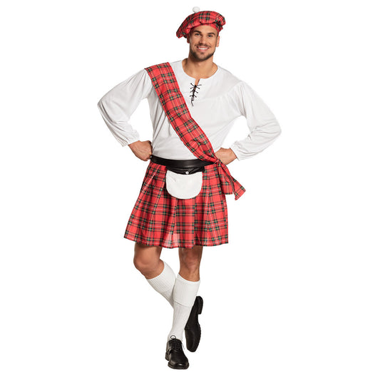 Déguisement Écossais Homme - Kilt Tartan Rouge et Blanc