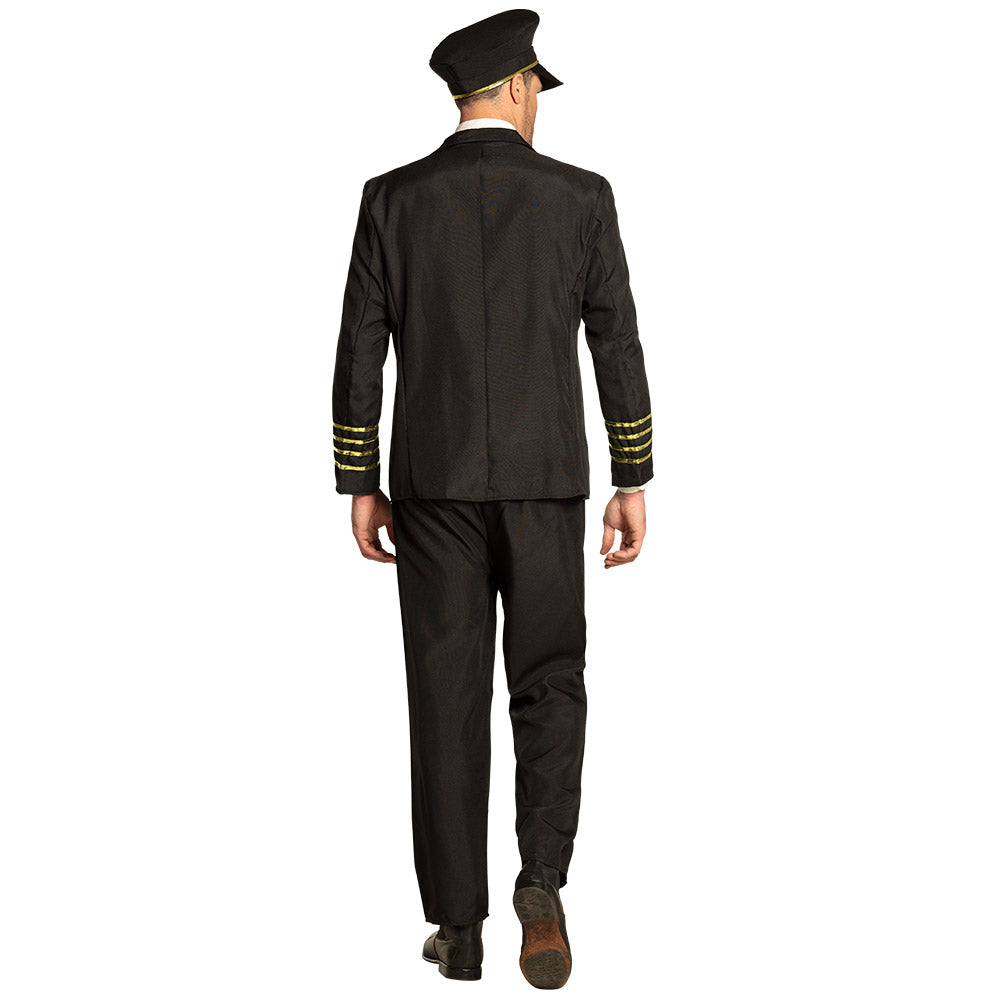 Déguisement Pilote Aviateur Luxe Noir et Or Homme