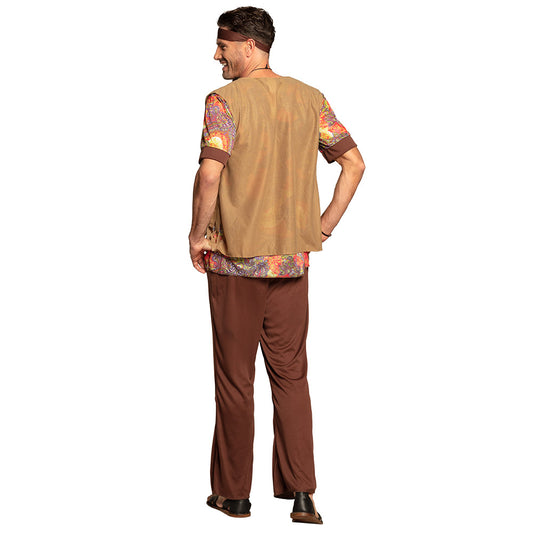 Déguisement Hippie Homme Marron Années 70 - Complet