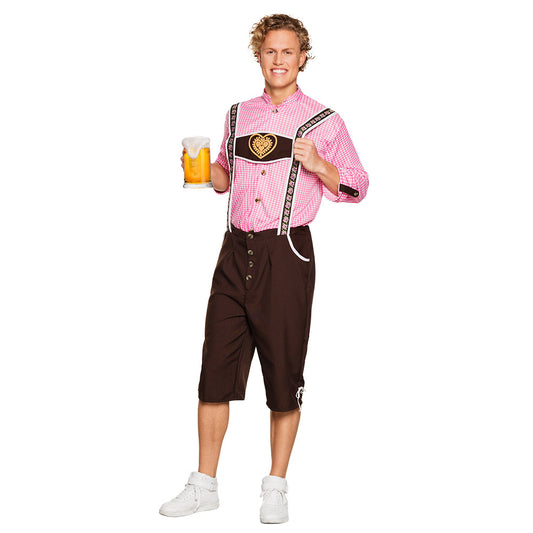Costume Bavarois Homme Rose Lederhosen Oktoberfest