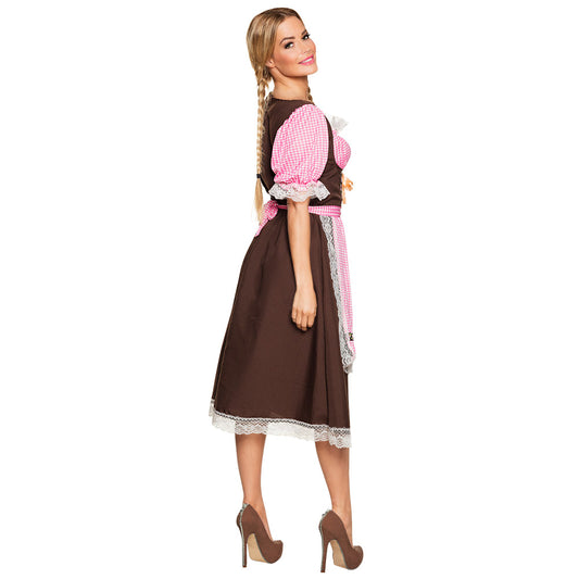 Dirndl Bavarois Rose et Marron - Costume Traditionnel Oktoberfest