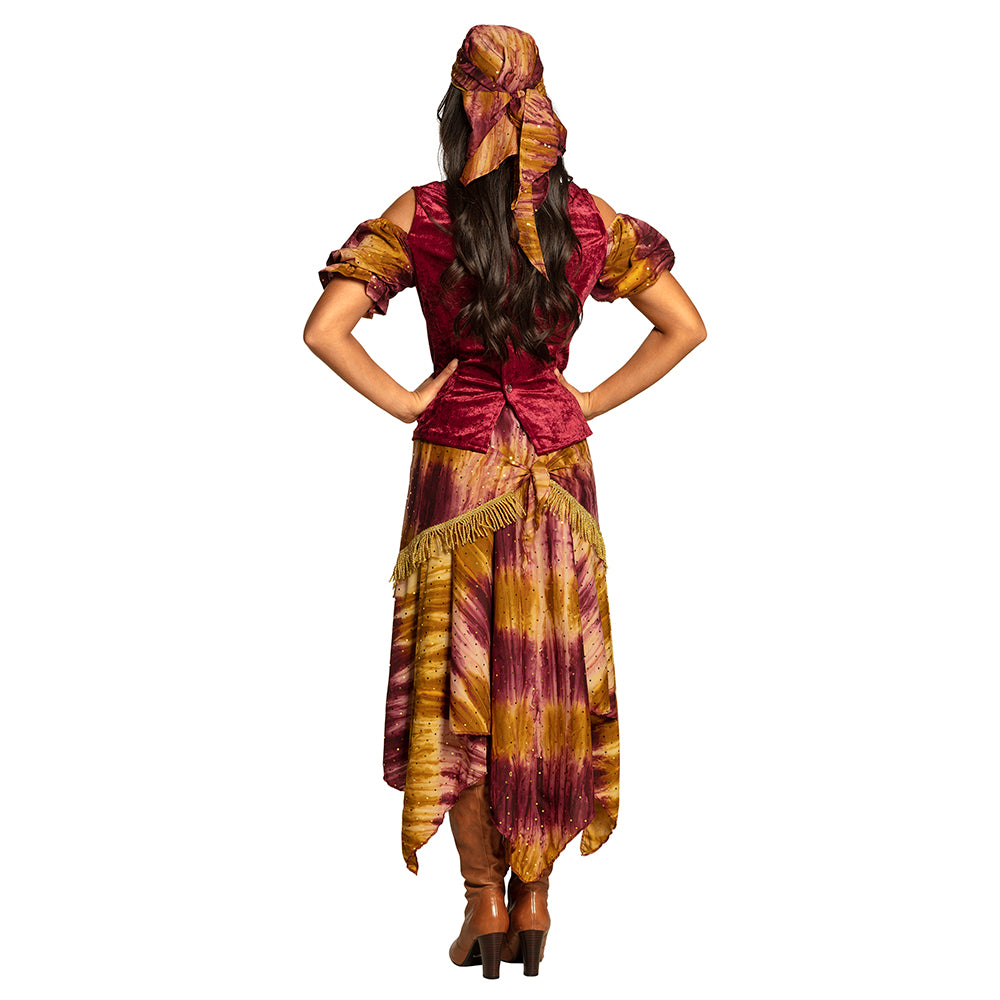 Déguisement Gitane Bohème Femme - Robe Longue Frangée