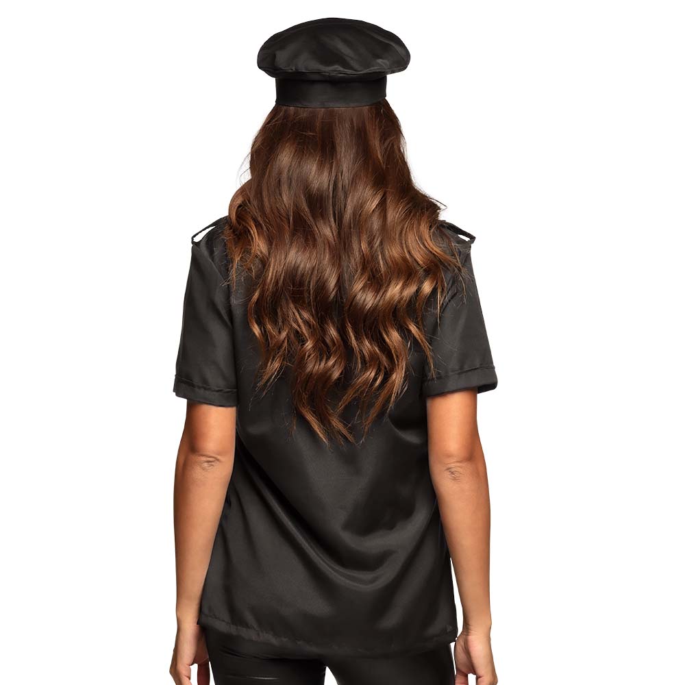 Costume Policière Sexy Noir et Or avec Casquette