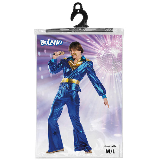 Déguisement Disco Années 70 Homme - Costume Bleu Métallisé