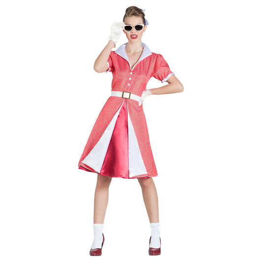 Déguisement Pin-Up années 50 Rouge et Blanc Femme