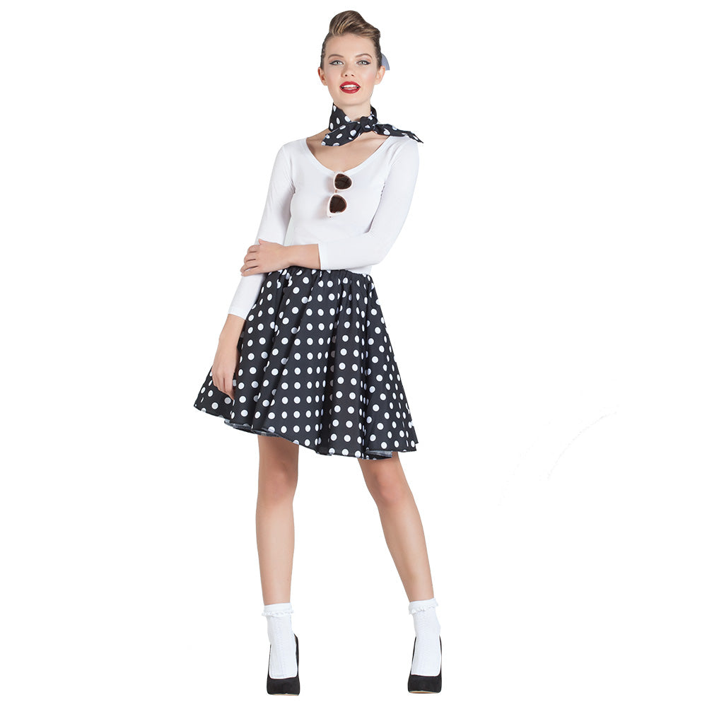 Déguisement Années 50 Femme Pois Noir et Blanc