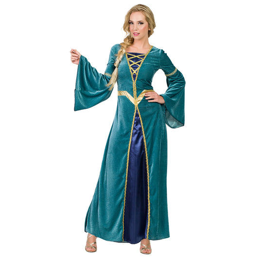 Déguisement Reine Médiévale Luxe - Robe Verte et Or