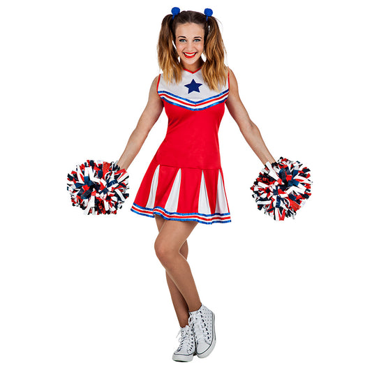 Déguisement Cheerleader Américaine Rouge - Costume Complet Pom-pom Girls