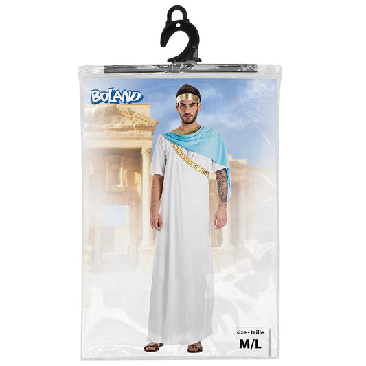 Déguisement Dieu Grec Blanc Bleu - Costume Antique Homme