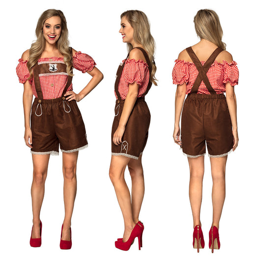 Costume Bavarois Femme Dirndl Rouge et Marron