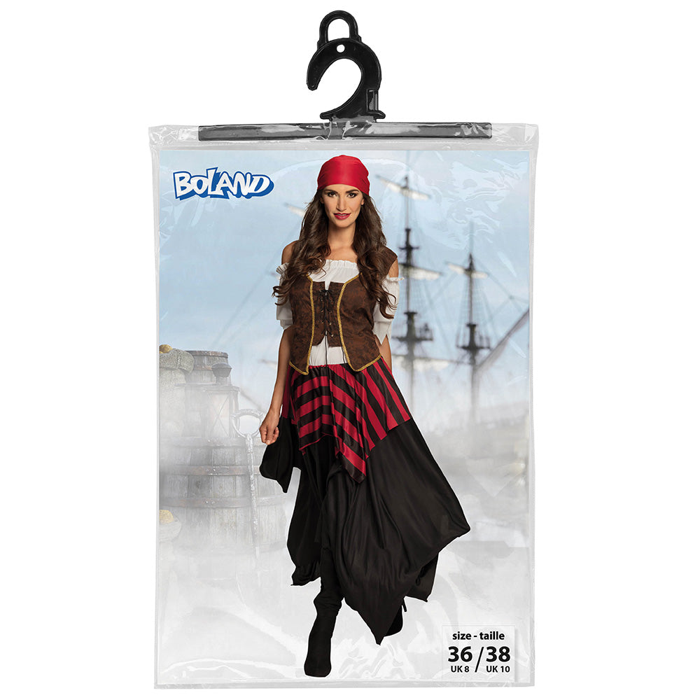 Déguisement Pirate Femme Authentique - Robe et Bandana Rouge