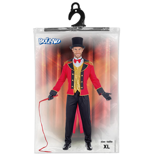 Costume Maître de Cirque Luxe - Veste Rouge et Haut-de-Forme