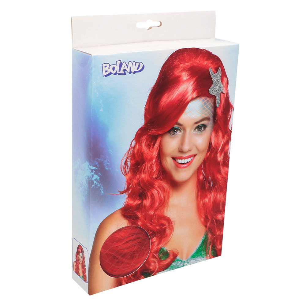 Perruque Sirène Rouge Ondulée - Déguisement Aquatique Femme