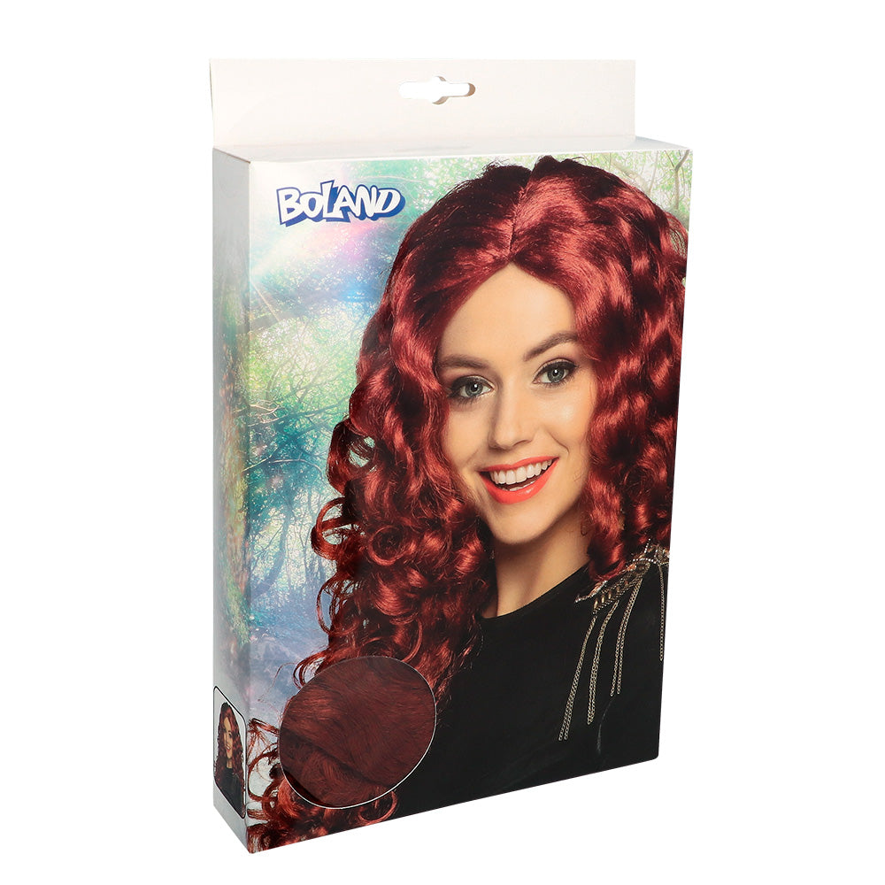 Perruque Bouclée Rouge Bordeaux Longue - Déguisement Glamour