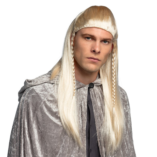 Perruque Elfe Blonde Longue avec Tresses et Bandeau