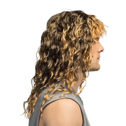 Perruque Longue Ondulée Blonde et Noire - Style Rock années 80