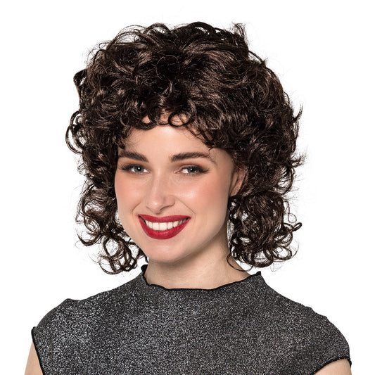 Perruque Bouclée Noire Années 80 - Déguisement Retro Chic