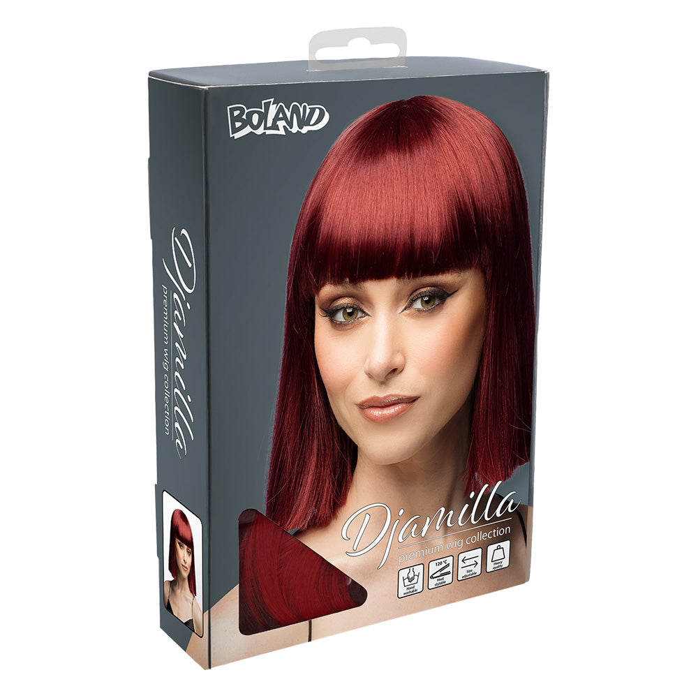 Perruque Djanilla Bordeaux Cheveux Longs avec Frange - Collection Premium