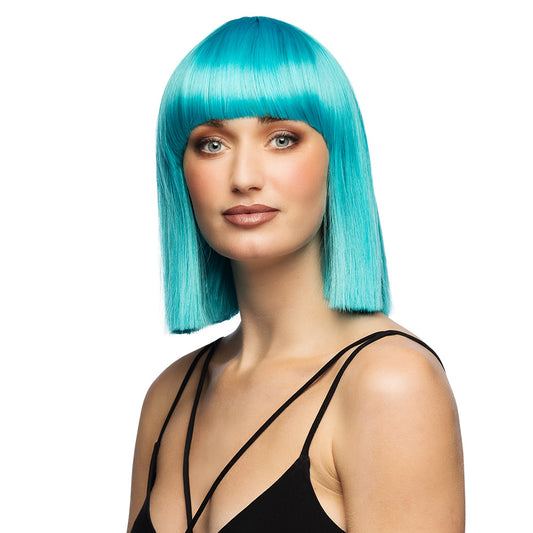 Perruque Diamilla Turquoise Longue Bob Frange - Déguisement Adulte