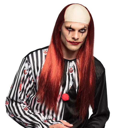 Perruque Longue Rouge Clown - Accessoire Halloween & Déguisement