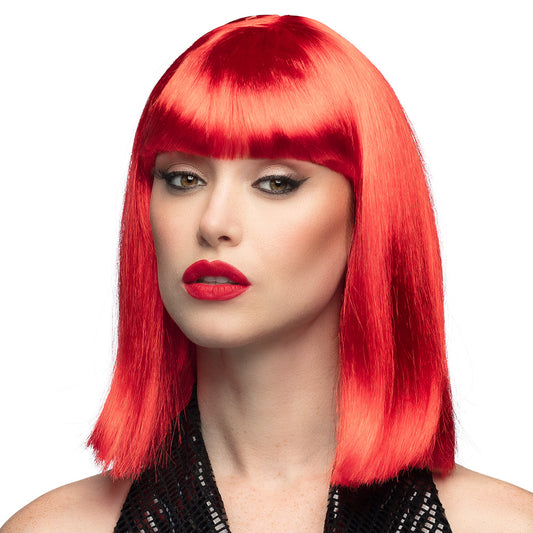 Perruque Cheveux Longs Rouge Vif Frange Tendance