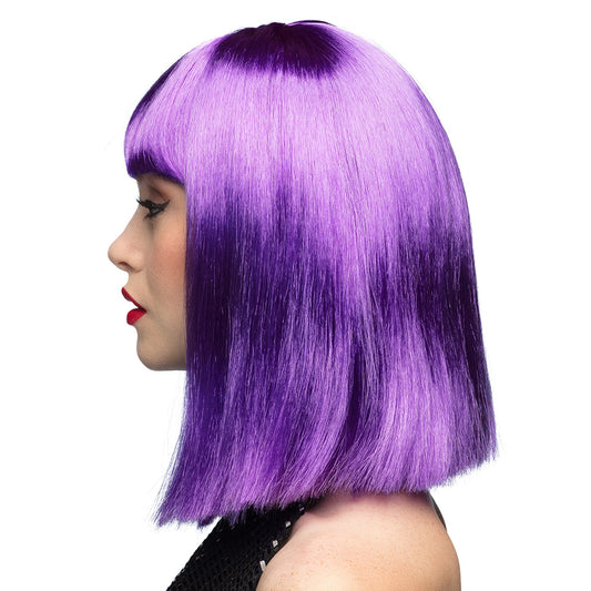 Perruque Violette Bob Lisse Avec Frange - Déguisement Années 70