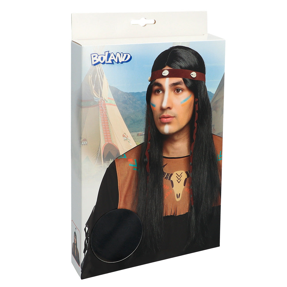 Costume Amérindien Homme avec Coiffe à Plume et Peinture de Guerre