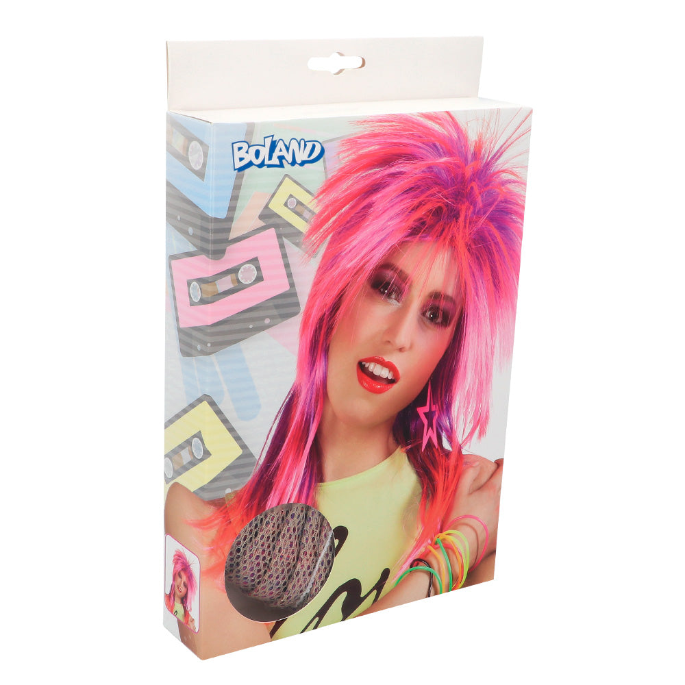 Perruque Synthétique Rose Fluo UV Blacklight - Style Punk Years 80