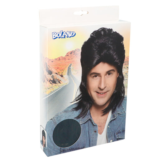 Perruque Mullet Noire Années 80 - Déguisement Rock Vintage