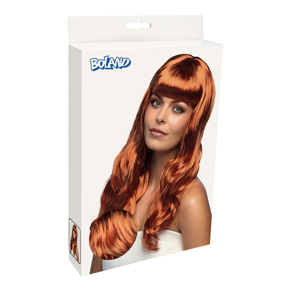 Perruque Longue Ondulée Rousse avec Frange - Accessoire Déguisement